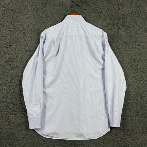 Canali Shirt Mens 16.5 Purple Striped Dress Shirt Spread Collar Made in Italy - Picture 8 of 13